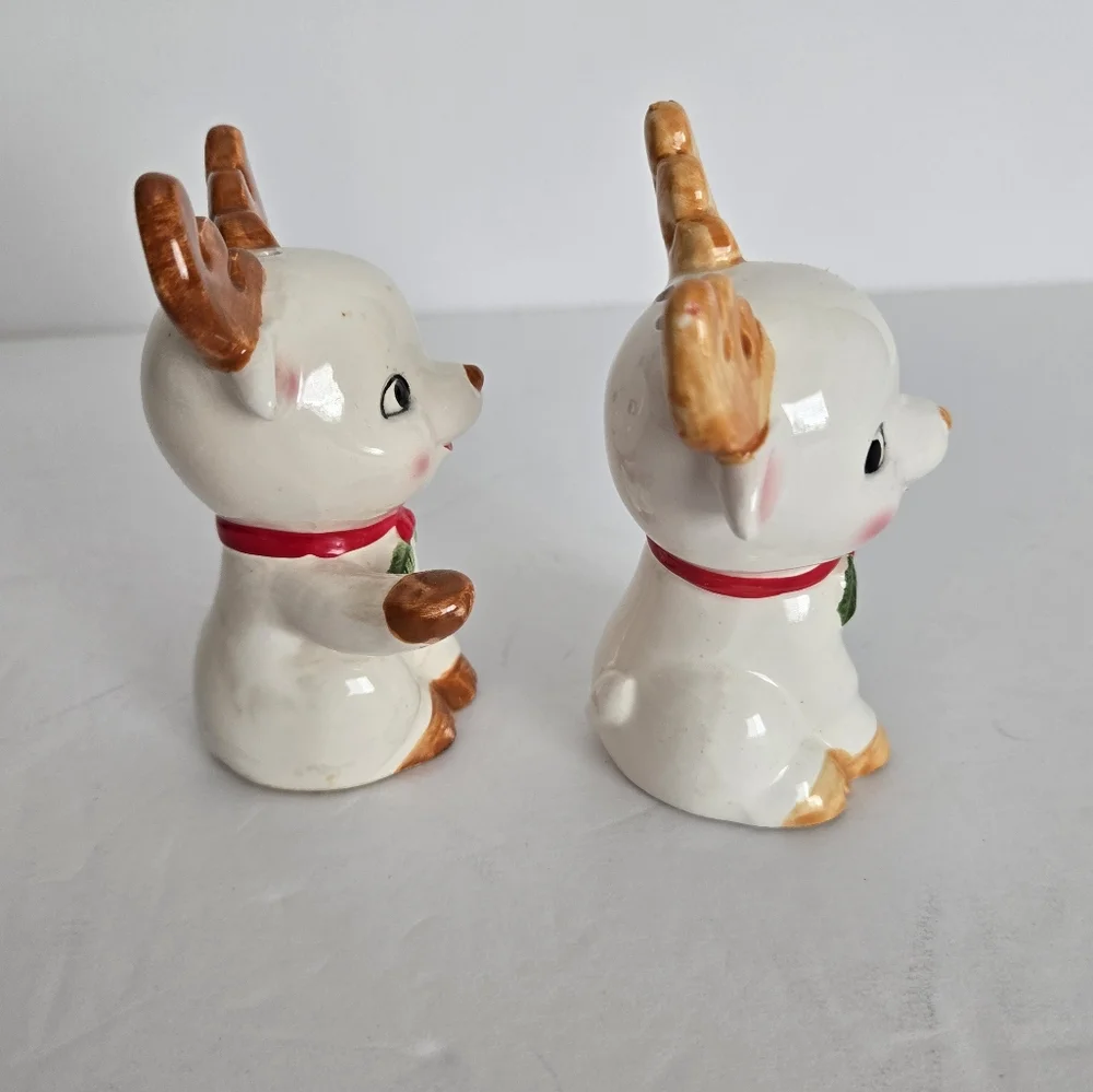 Vintage Christmas Baby Reindeer Salt & Pepper Shakers Made in Japan